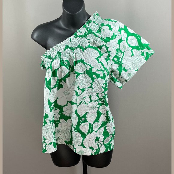J. Crew Tops - 💲⬇️ NEW! J Crew Green Floral One Shoulder Top! Women’s Small!